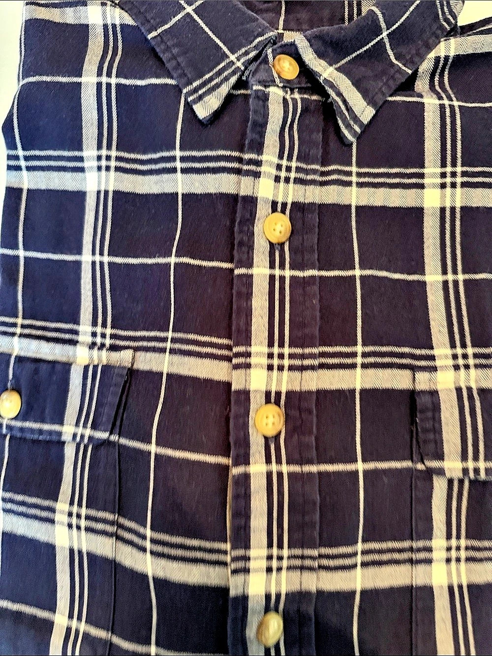 Polo Ralph Lauren Classic Fit Plaid Flannel Shirt Blue & White XL